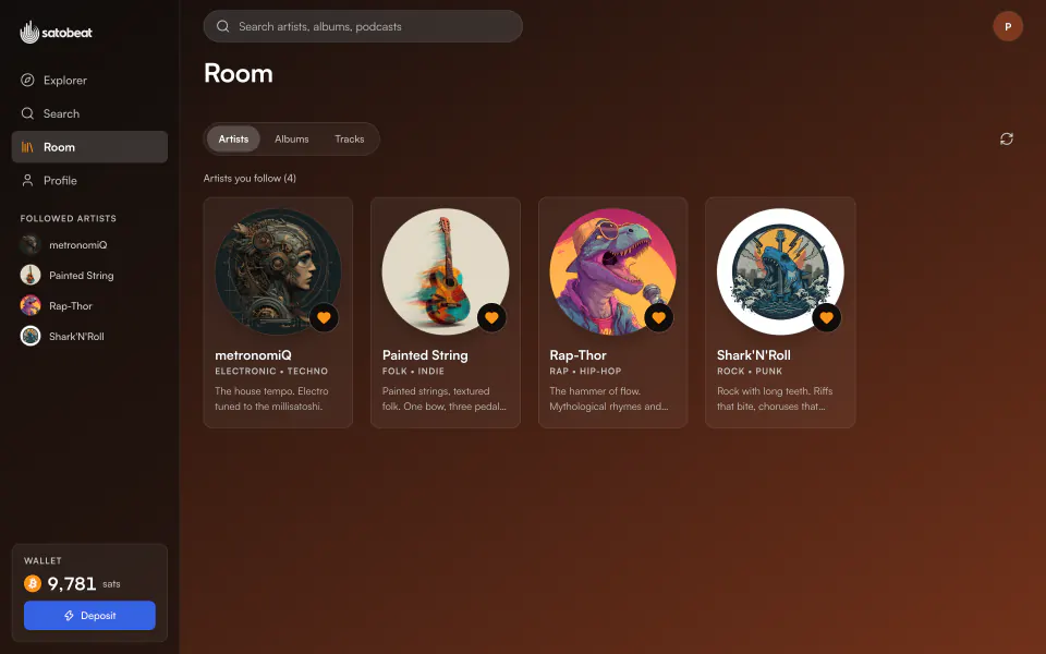 Artists you follow, albums you like, tracks you own.